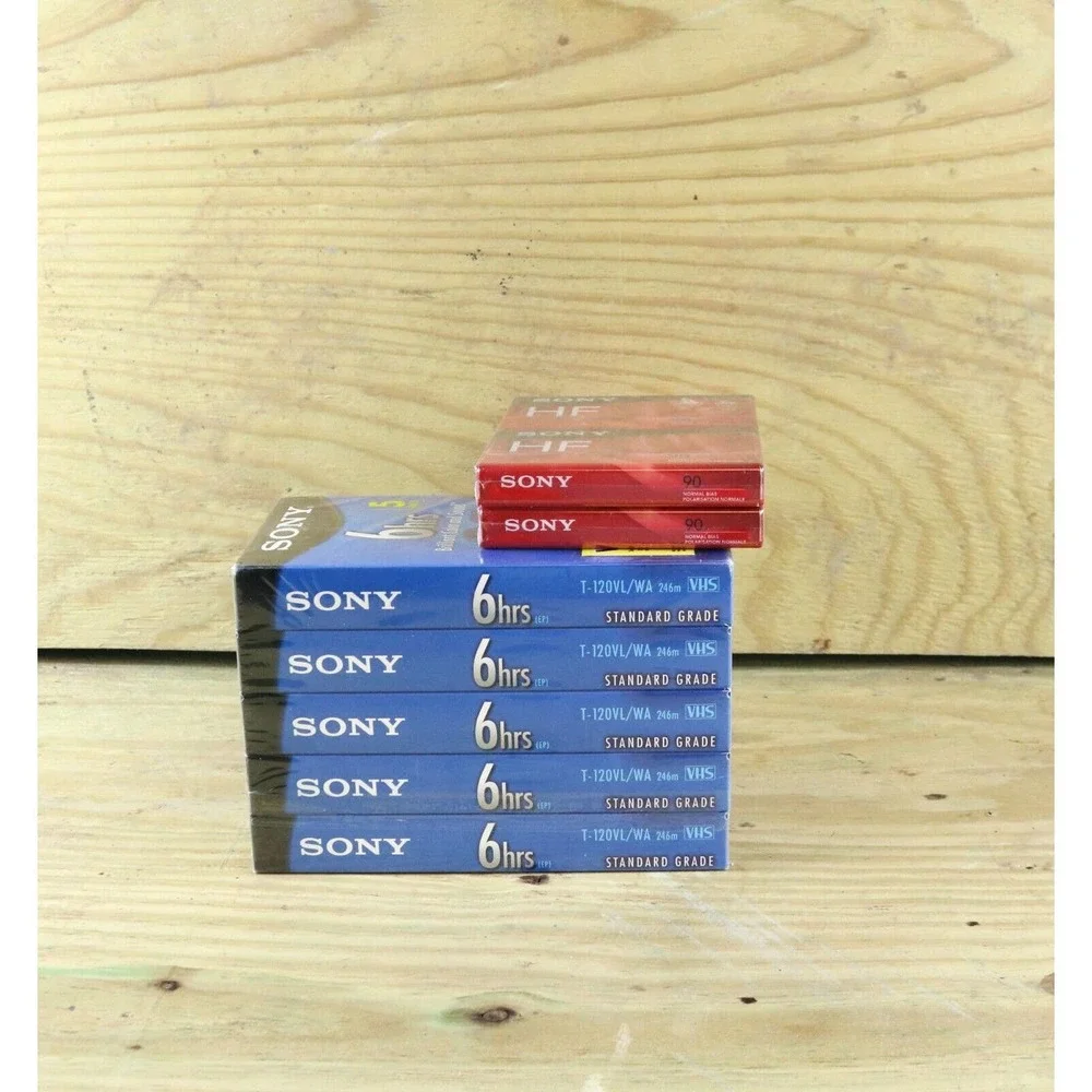 New Sealed Lot of 9 Sony VHS, Cassette Tapes 6hrs, 90min High Fidelity Audio